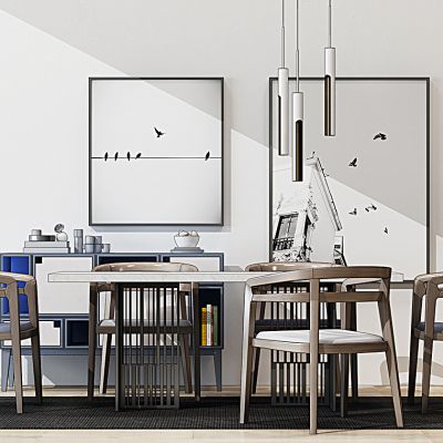 北欧桌椅柜子组合