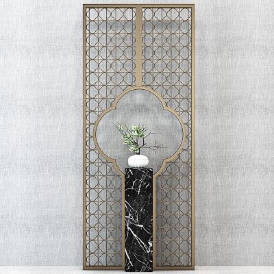 新中式花格隔断屏风摆台