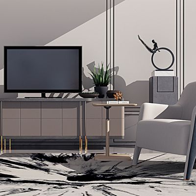 现代电视柜单椅休闲椅组合