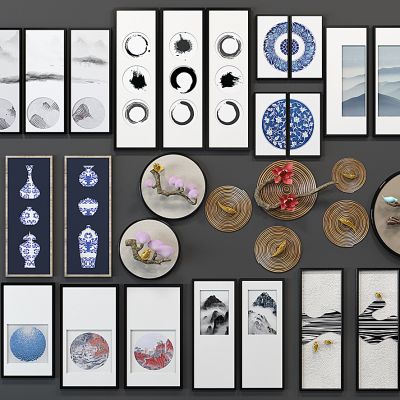 新中式墙饰立体挂画组合