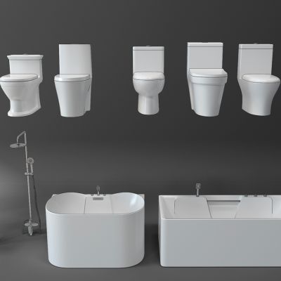 现代浴室马桶浴缸花洒洁具组合