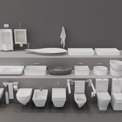 现代马桶小便器水盆组合