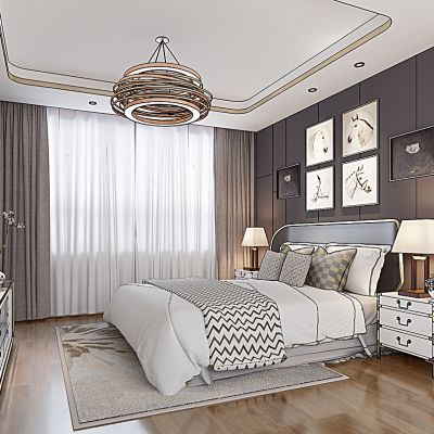 现代港式主卧床床头柜