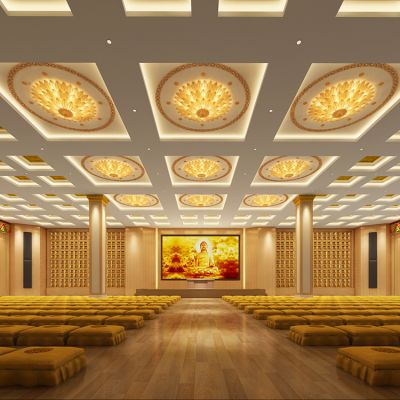 佛教讲堂莲花禅堂吸顶灯坐禅垫蒲团