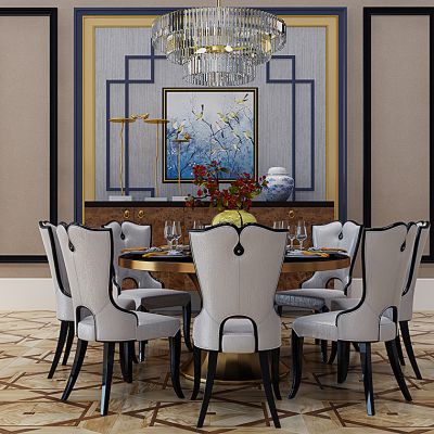 欧式餐桌椅圆形餐桌吊灯