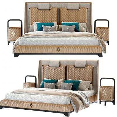 新中式现代布艺双人床