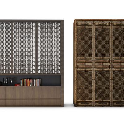 中式实木衣柜摆件组合