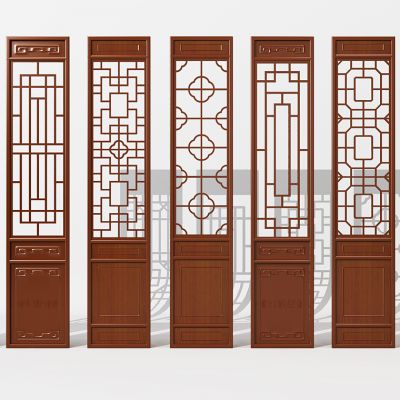 中式花格门窗隔断组合