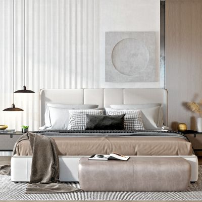 现代布艺双人床