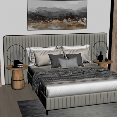 简欧床床头柜3D模型