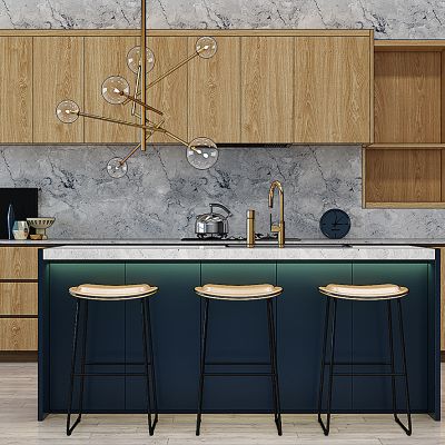 现代吧台吧椅橱柜组合