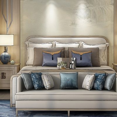 新中式床床头柜台灯