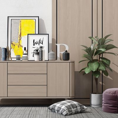 现代边柜电视柜玄关柜挂画饰品摆件抱枕花艺沙发墩