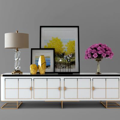 现代电视柜装饰柜摆件装饰画组合