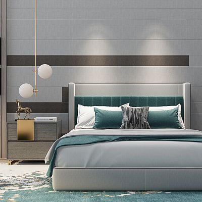 简欧轻奢双人床沙发墩组合