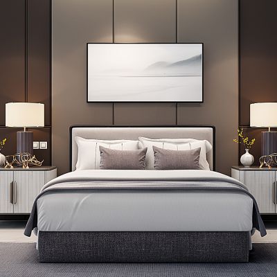 简欧床头柜台灯组合