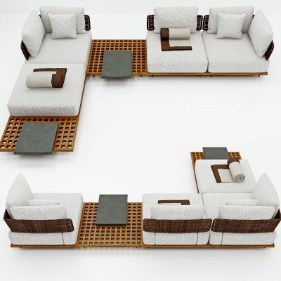 现代藤编户外沙发