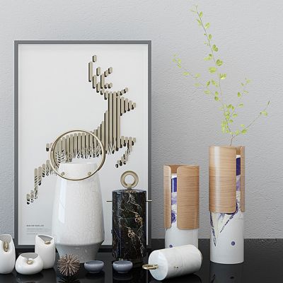 现代花瓶装饰画花艺花瓶摆件组合