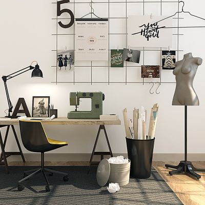 现代简约书桌椅缝纫机服装设计饰品组合