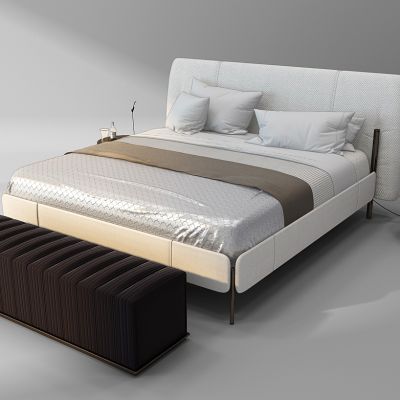 现代轻奢简欧双人床床尾凳