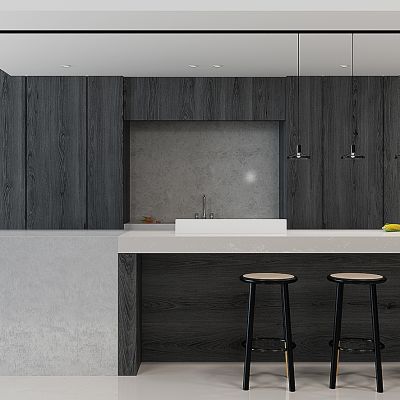 现代吧台吧椅橱柜岛台