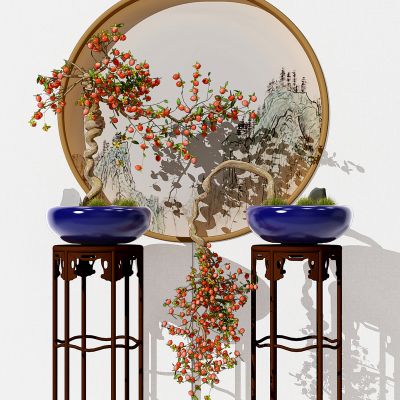 中式植物盆景花盆花架摆台盆栽