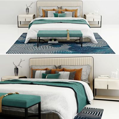 新中式布艺双人床