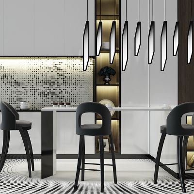 现代吧台吧椅橱柜组合