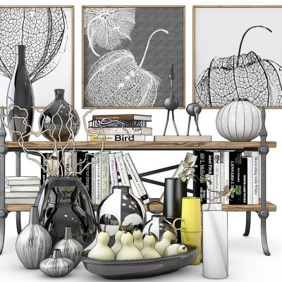 陈设摆件书架果盘组合