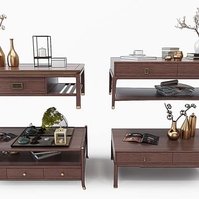 新中式简欧茶几花瓶摆件组合