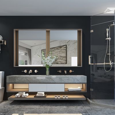 现代卫浴用品洗手台毛巾淋浴房花洒毛巾架