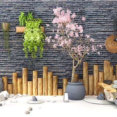 日式地灯盆栽园艺流水景观