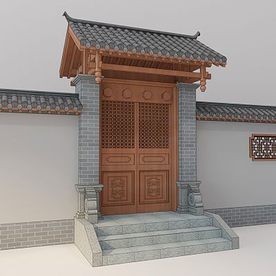 中式门头墙庭院