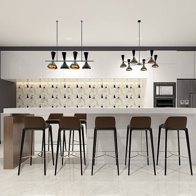 现代吧台吧椅橱柜