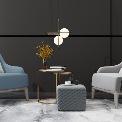 现代椅子沙发椅茶几边几沙发凳组合