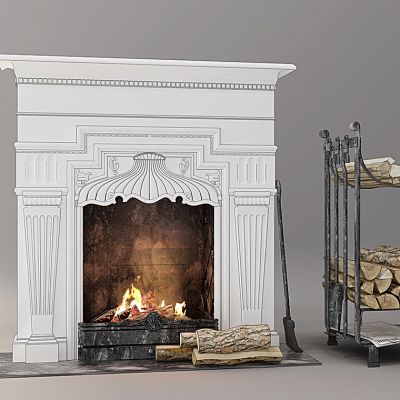 法式壁炉木材火炉组合