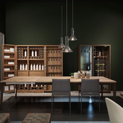 现代实木餐桌椅酒柜