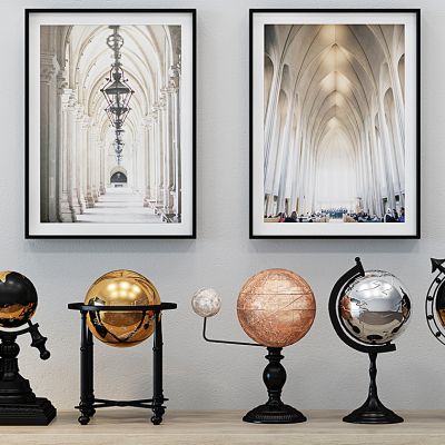美式地球仪摆件组合
