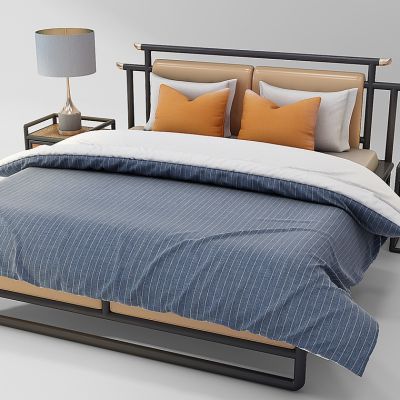 新中式床床头柜台灯组合