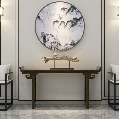 新中式椅子条案壁灯组合