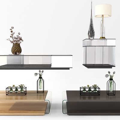 现代茶几花瓶台灯组合