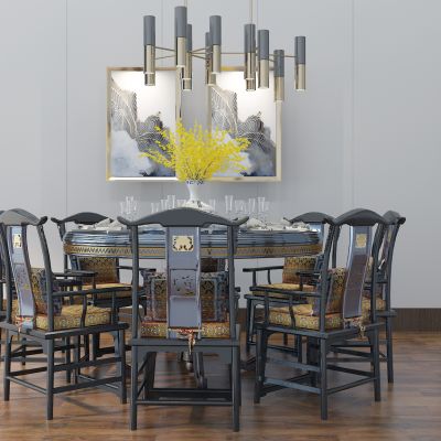 古典圆形桌椅组合