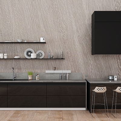 现代吧台吧椅橱柜餐具