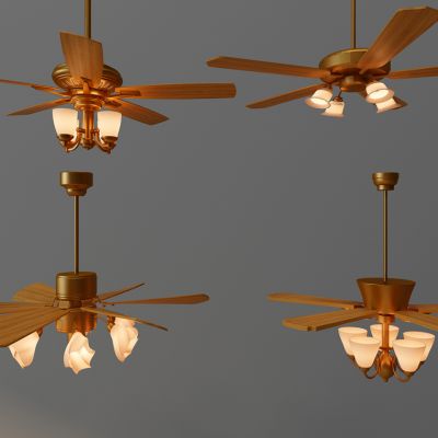 现代金属风扇造型吊灯组合