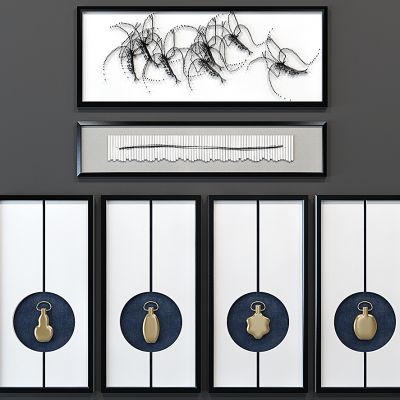 新中式立体挂画组合