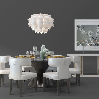 欧式圆形餐桌椅组合