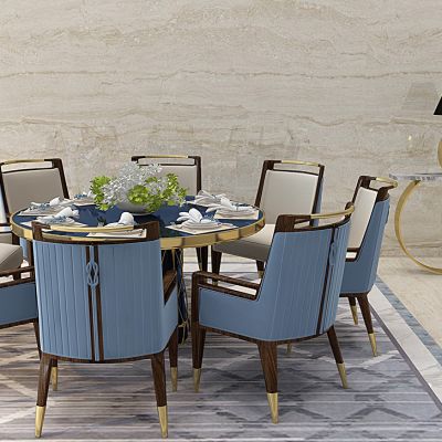 简欧餐桌椅装饰柜组合