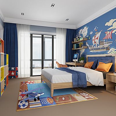 北欧男孩房变形金刚玩具柜