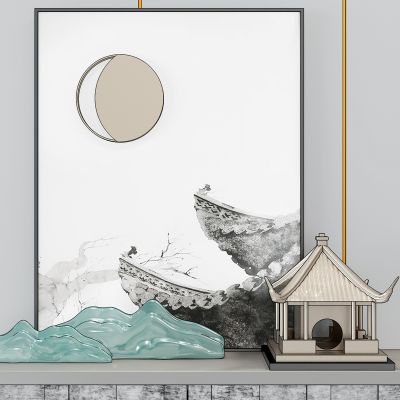 中式饰品摆件挂画组合