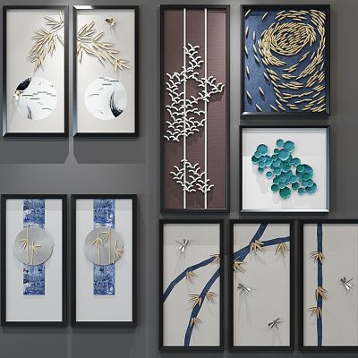 新中式立体挂画组合